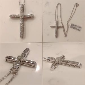 1 CTTW Diamond Cross Pendant, Silver